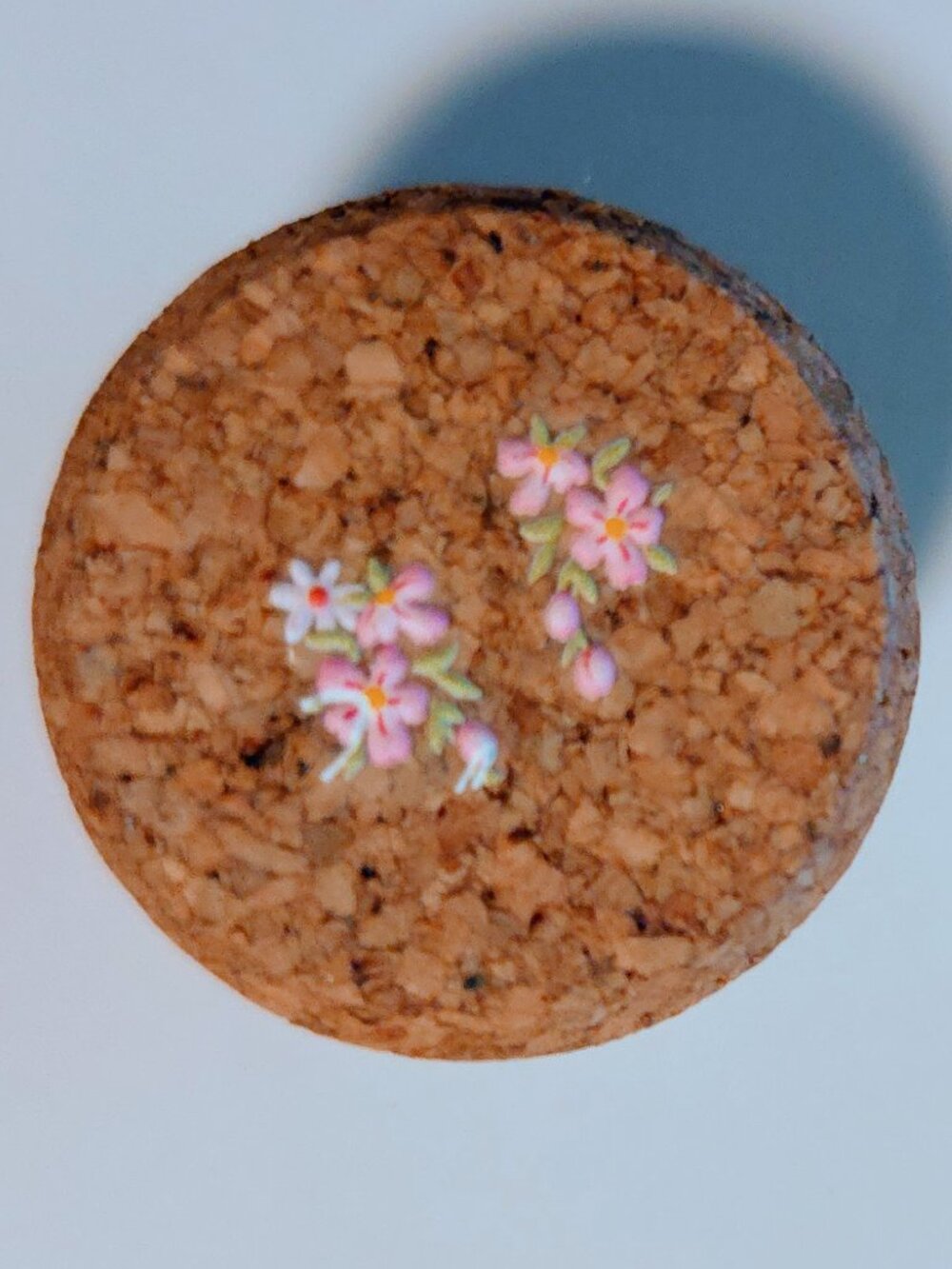 Brand New Hand Crafted Magnet Created from Champagne Cork Featuring Flowers